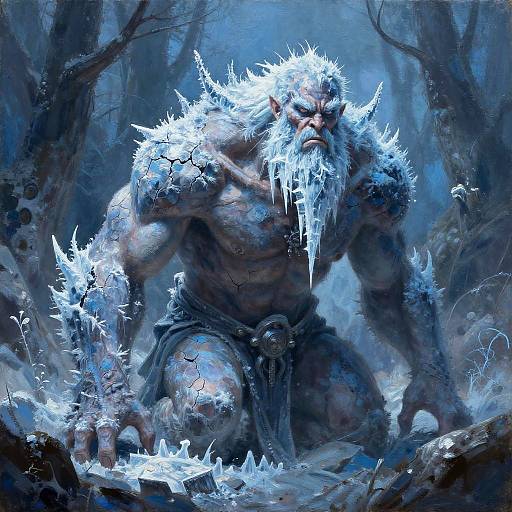 Frostbitten Giant in Mystical Forest