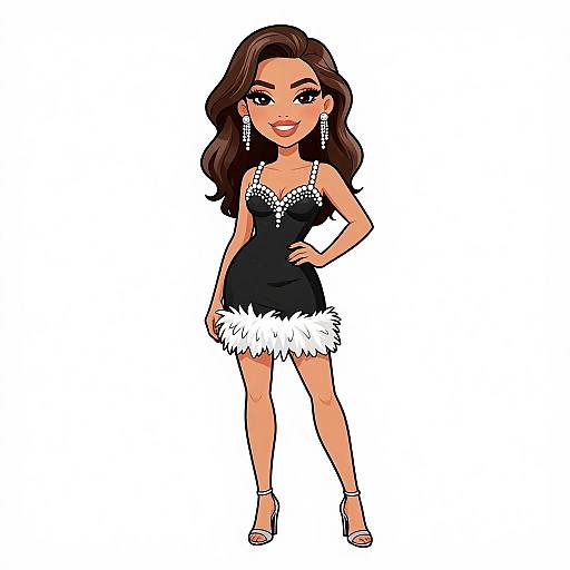 Chic Woman in Pearl-Embellished Dress