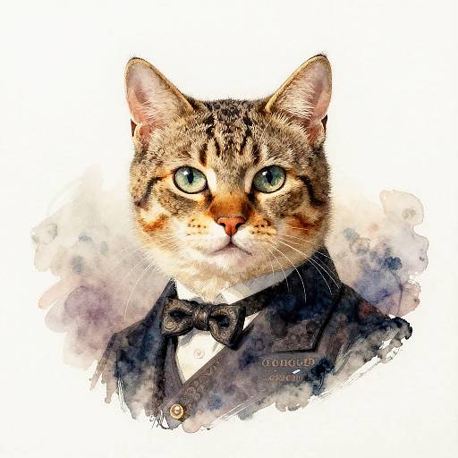 Victorian Style Vintage Cat Portrait