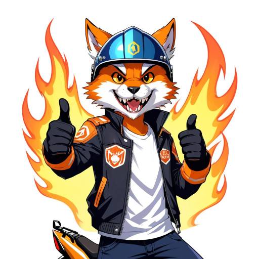 Furry Boy in Helmet and Fire
