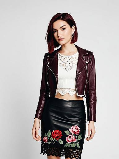 Chic Biker Look with Floral Elegance
