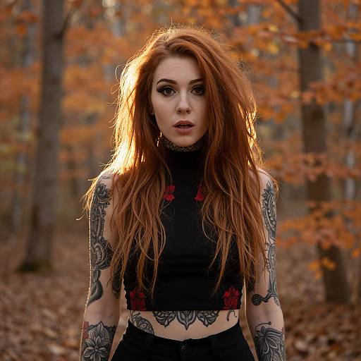 Young Woman in Autumn Forest