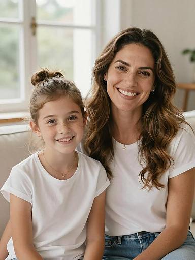 Smiling Mother and Daughter Portrait