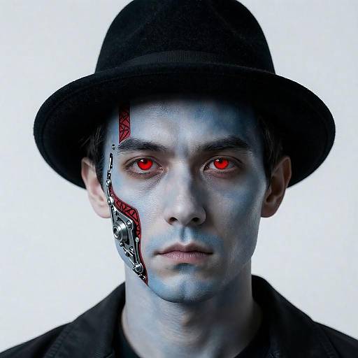 Mysterious Man with Mechanical Face