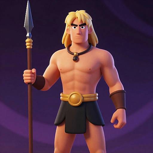 Muscular Blonde Warrior in Cartoon Style