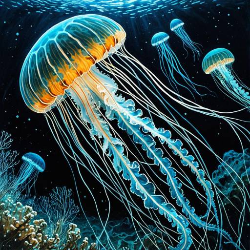 Bioluminescent Jellyfish Underwater Art