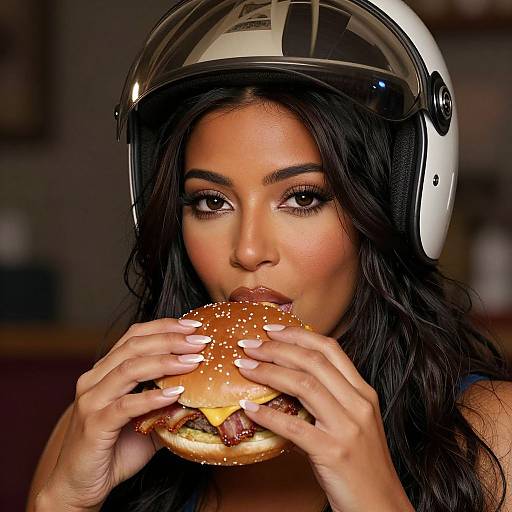 Anime Style Kim Kardashian Eating Burger