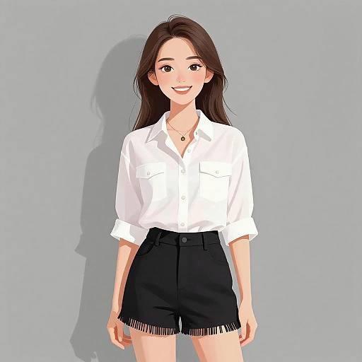 Smiling Woman in Casual Chic Outfit
