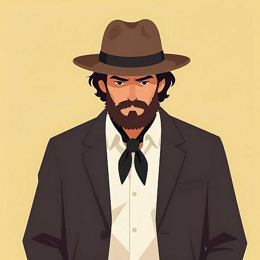 Rugged Man with Brown Hat Illustration