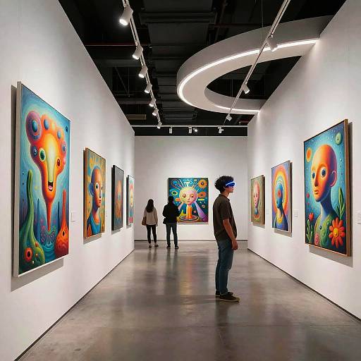 Futuristic AI Art Gallery Experience