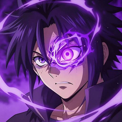 Purple Sharingan Awakening Anime Illustration