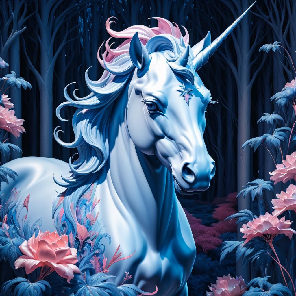 Mystical Unicorn Portrait in Matte Style