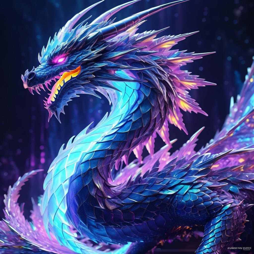 Hyperrealistic Holographic Energy Dragon Artwork