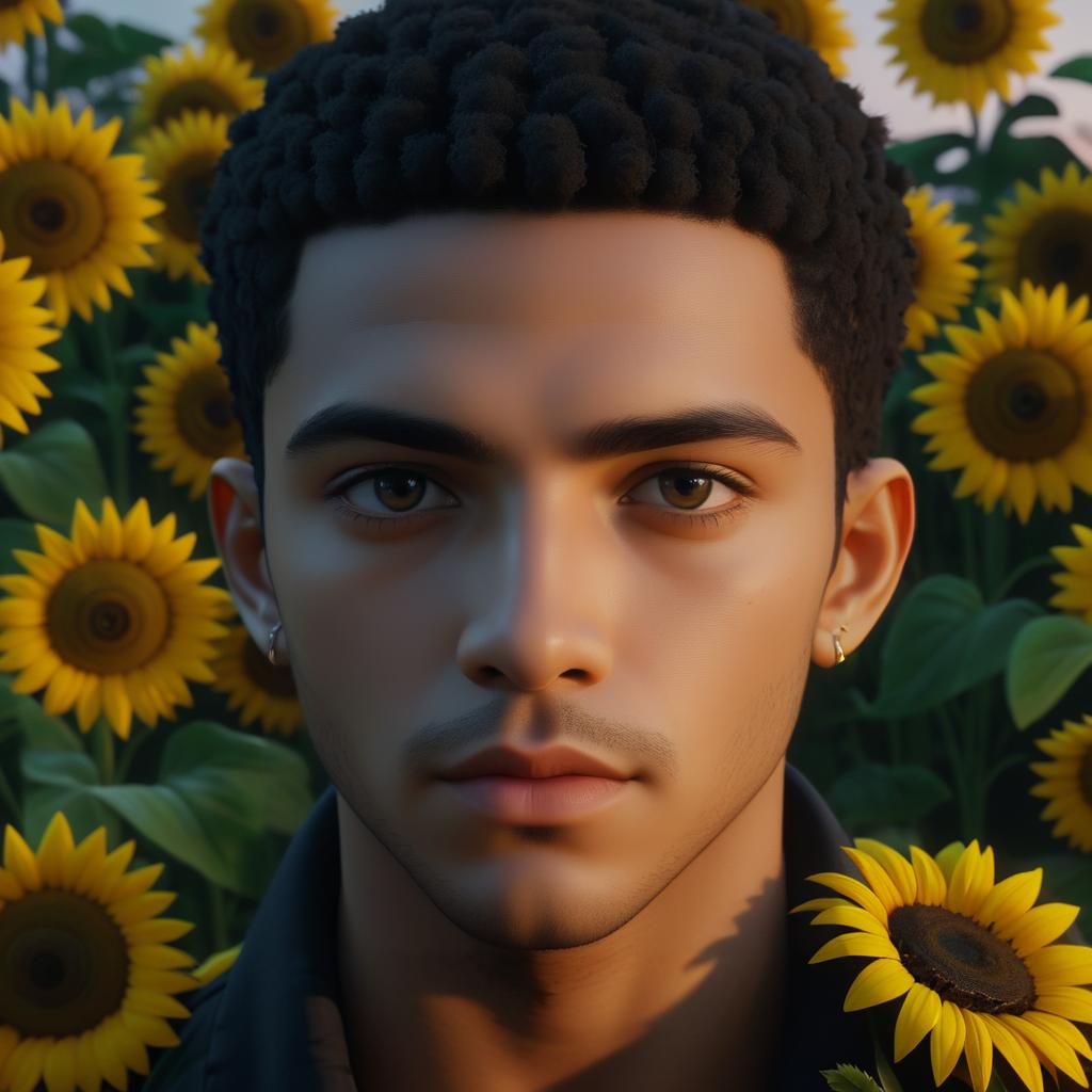 Hyper-Realistic Drake with Sunflowers Portrait