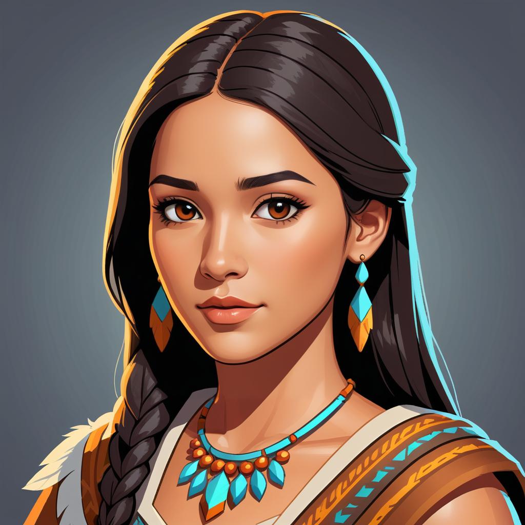 Pocahontas-Inspired NPC Portrait for RPG