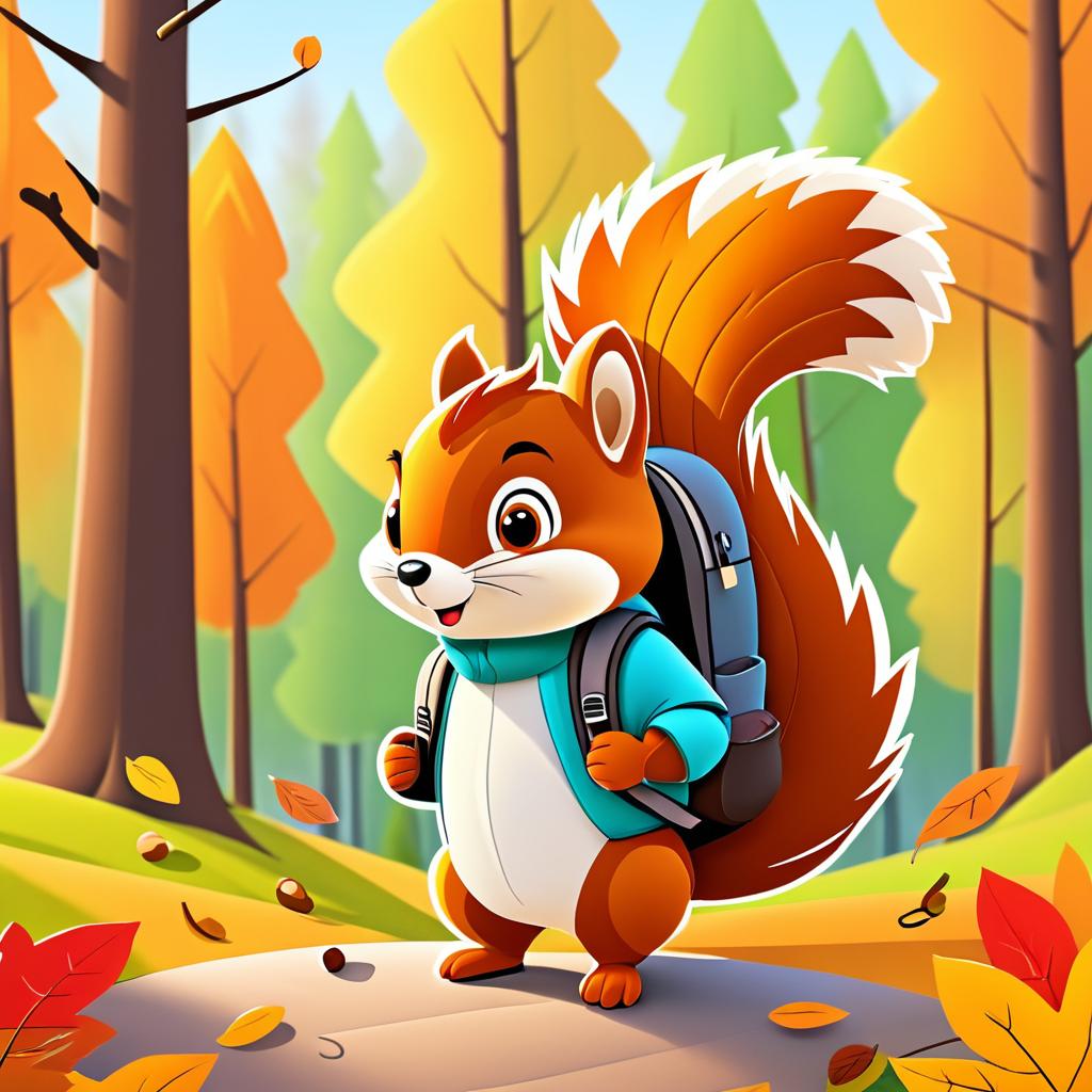 Adorable Squirrel in Autumn Forest