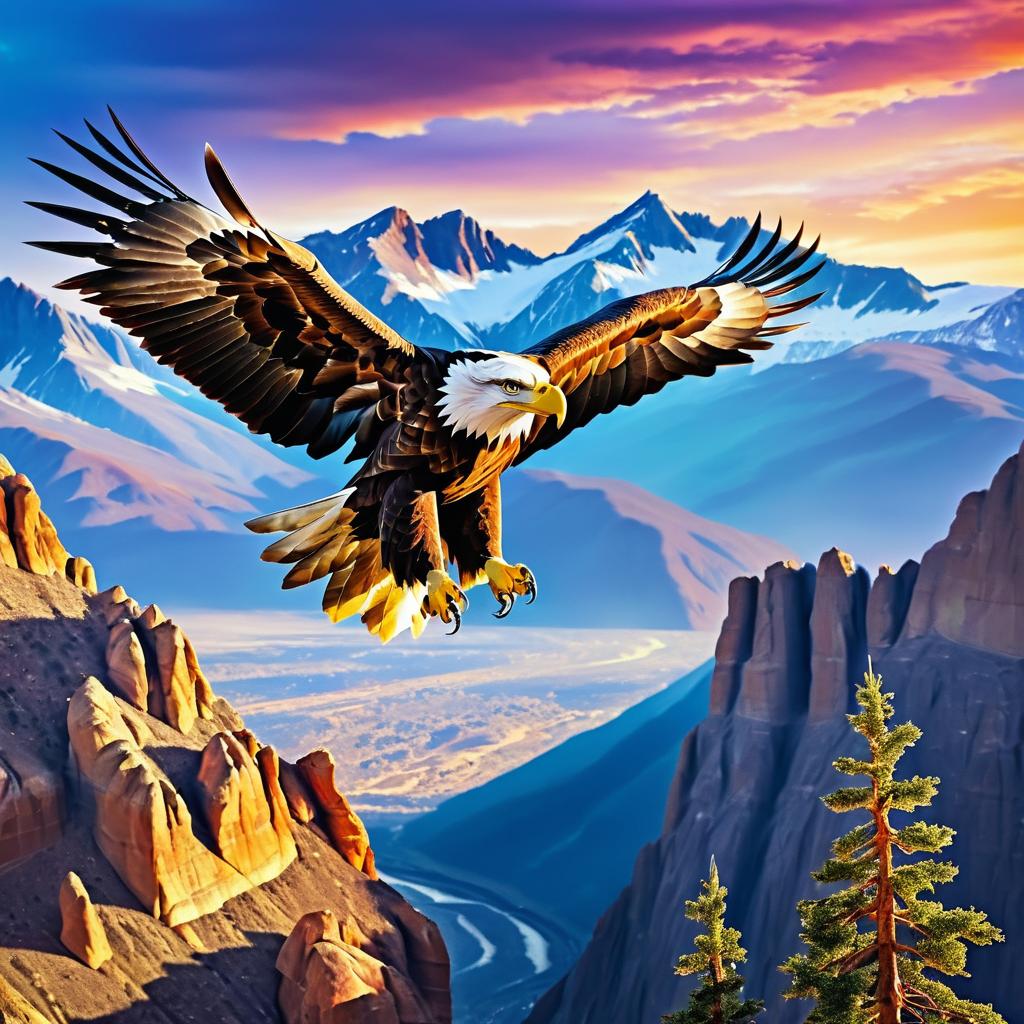 Majestic Eagle Over Rugged Mountains