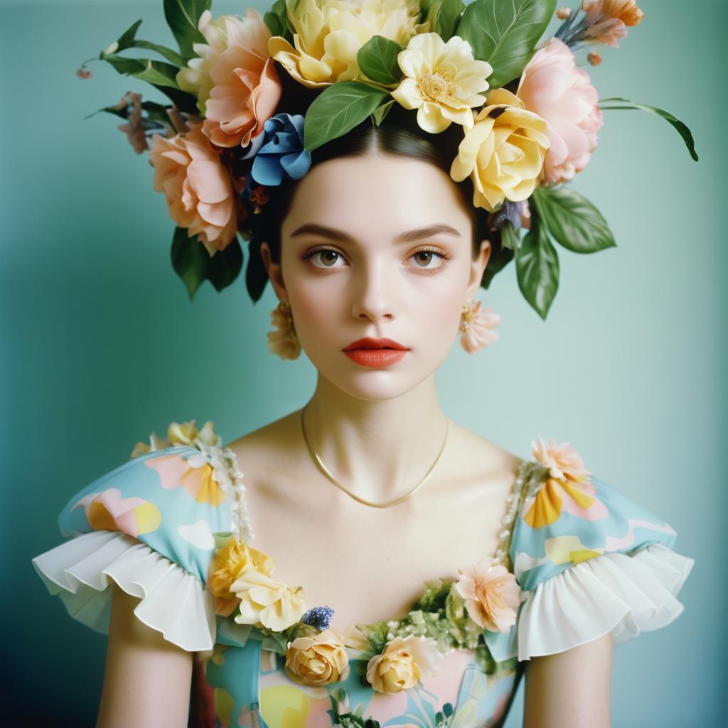 Whimsical Dancer in Floral Fashion Portrait