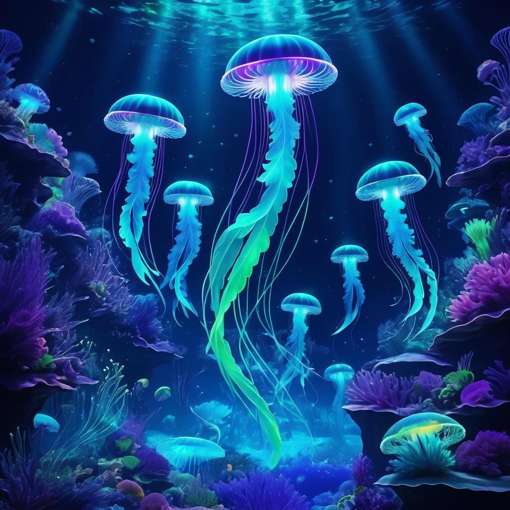 Underwater Rave with Bioluminescent Jellyfish