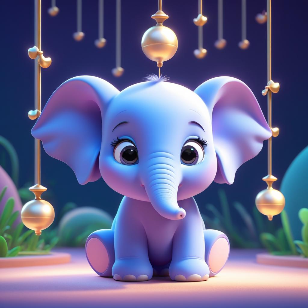 Whimsical Baby Elephant in 8K