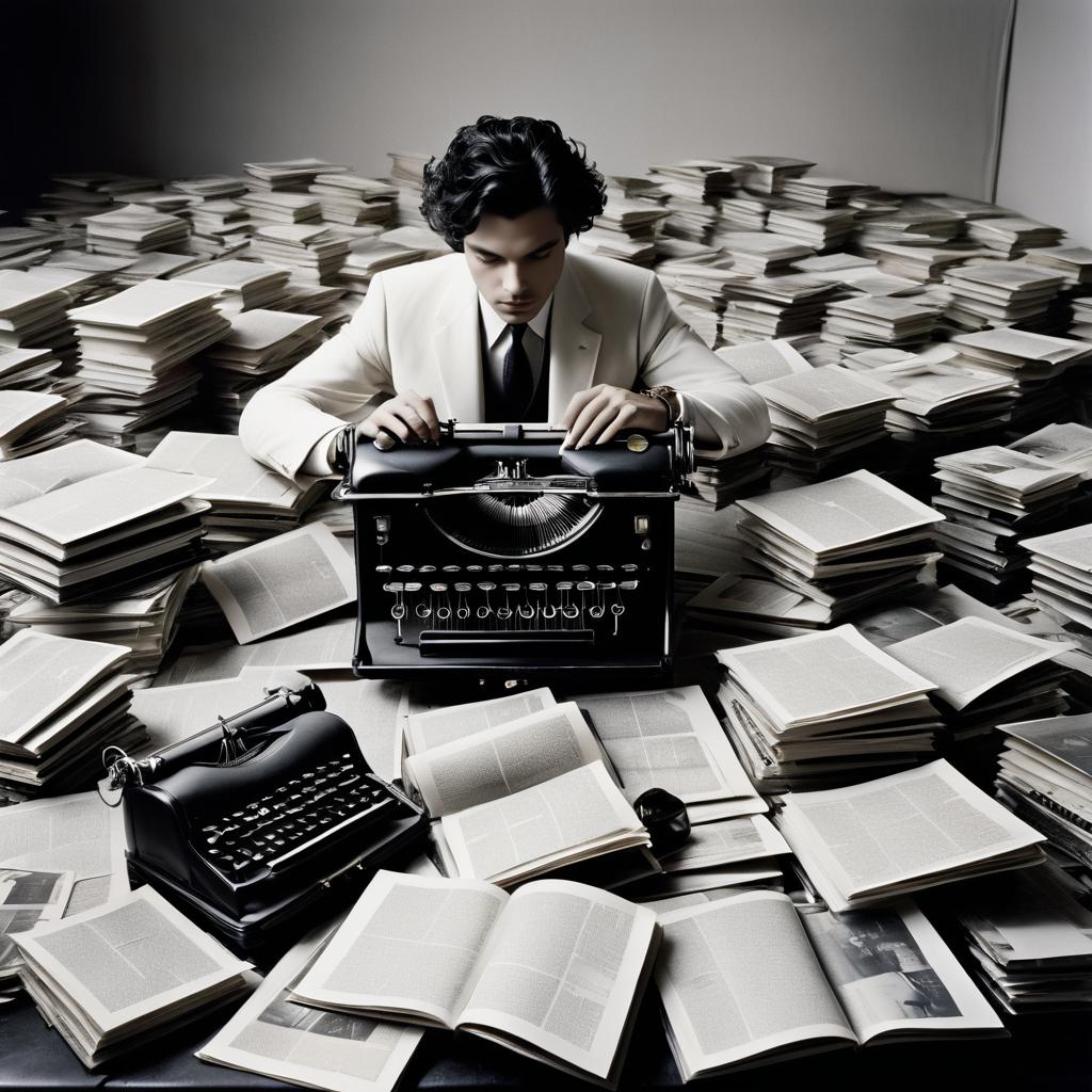 Vintage Poetic Scene with Typewriters and Books