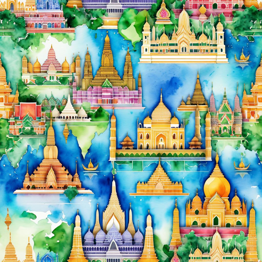 Vibrant Wallpaper of Indian and Thai Landmarks