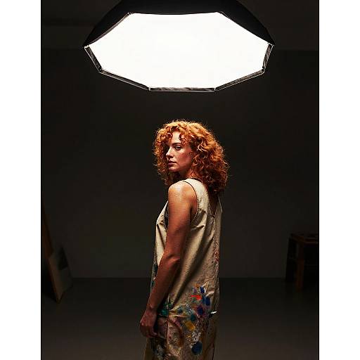 Contemplative Red-Haired Artist in Chiaroscuro