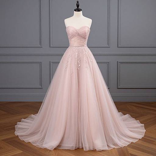 Elegant Pink Sweetheart Tulle Gown
