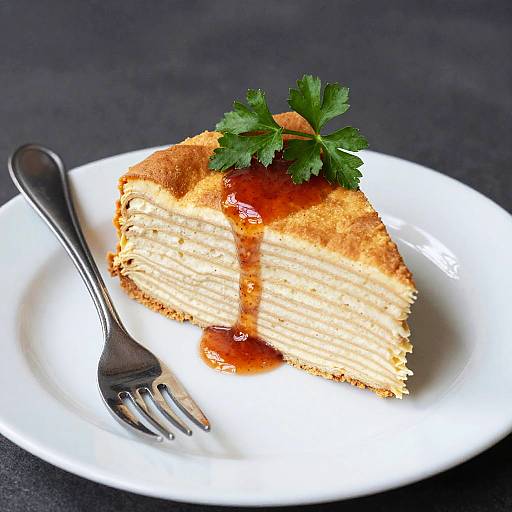 Close-Up Layered Cake with Parsley
