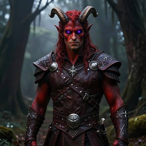 Handsome Male Tiefling in Enchanted Forest