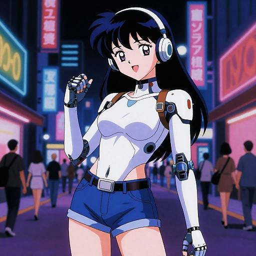 VHS Glow Neon Cybernetic Pop Idol