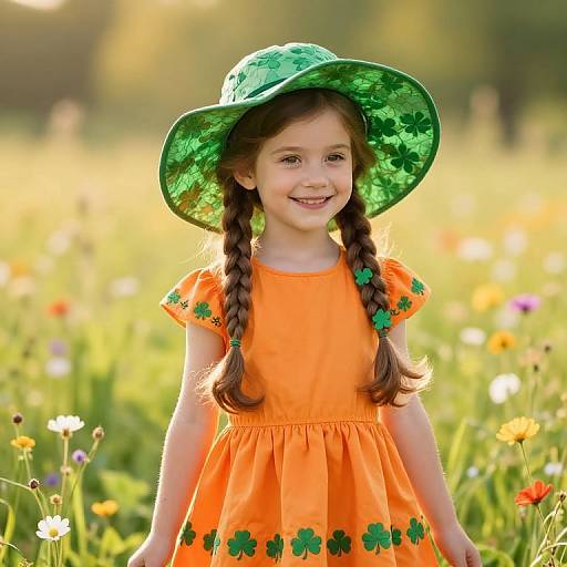 Cheerful Girl in Whimsical Meadow