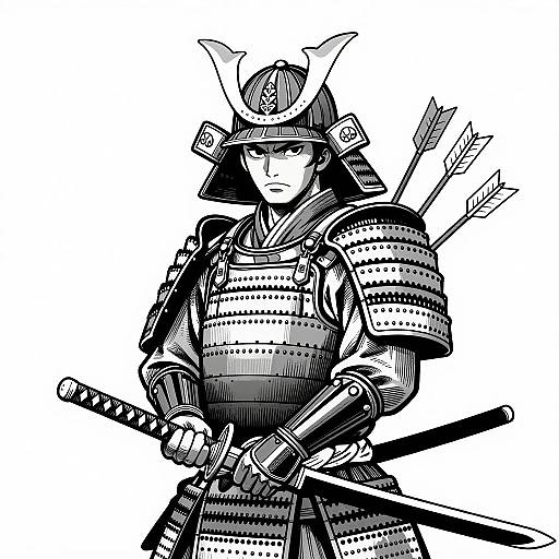 Black and White Samurai Illustration