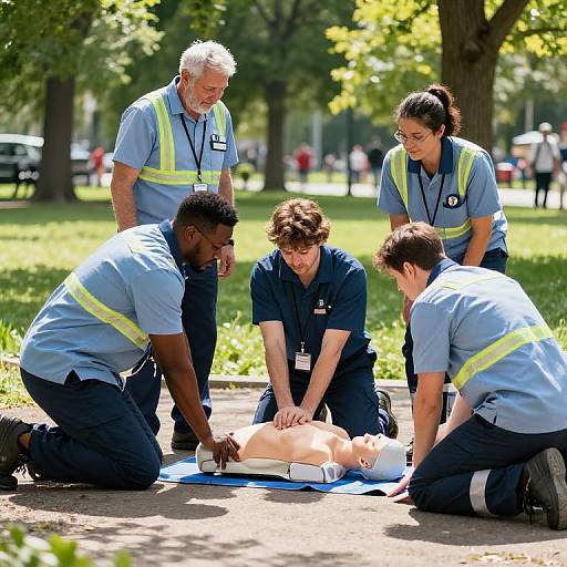 EMT Team Performing CPR Outdoors