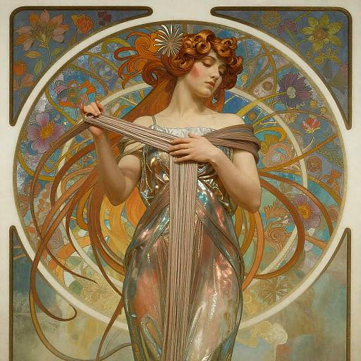 Art Nouveau Woman in Metallic Fabrics