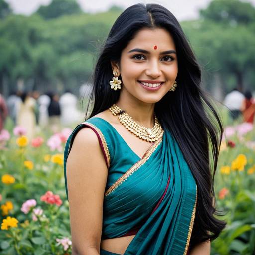 Elegant Woman in Saree with Jewelry