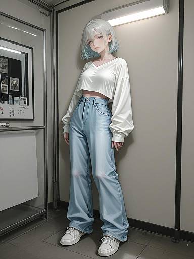 Woman in Contemporary Streetwear Full Body Portrait