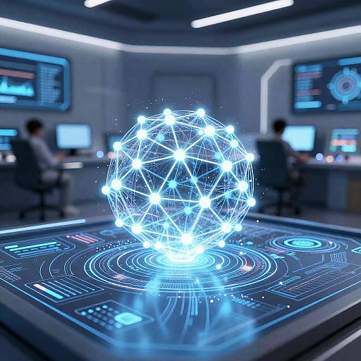 Futuristic AI Neural Network Hologram