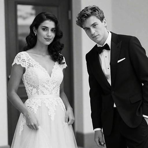 Elegant Black-and-White Couple Portrait