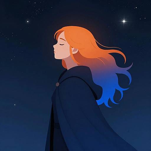 Serene Sorceress in Starry Night