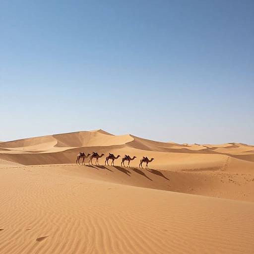 Camels Gliding Under Inverted Desert Sky