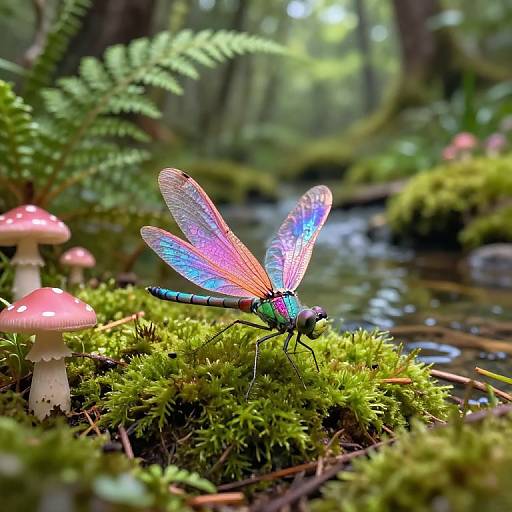 Iridescent Alien Dragonfly in Forest