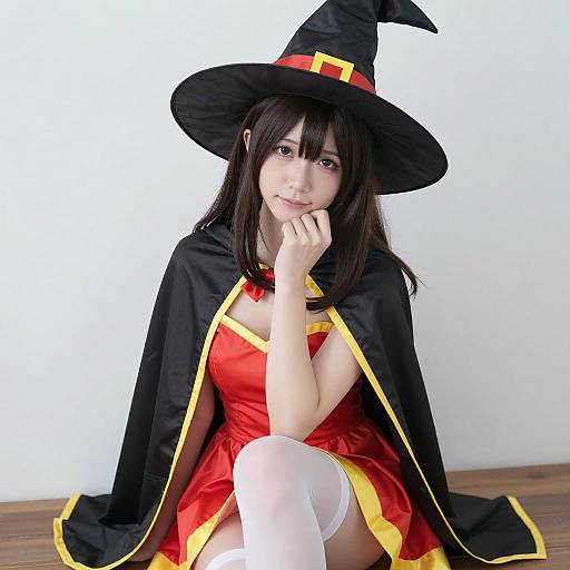 Portrait of Asian Witch in Colorful Attire