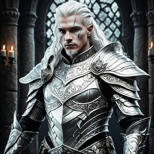 Albino Merfolk Prince in Silver Armor