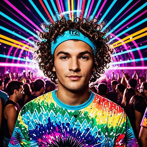 Vibrant Night Rave Party Scene