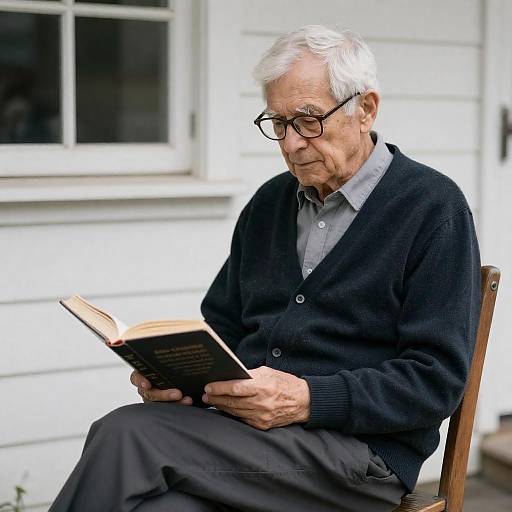 Elderly Man Reading by Window