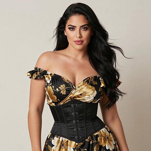 Confident Curvy Woman in Floral Dress