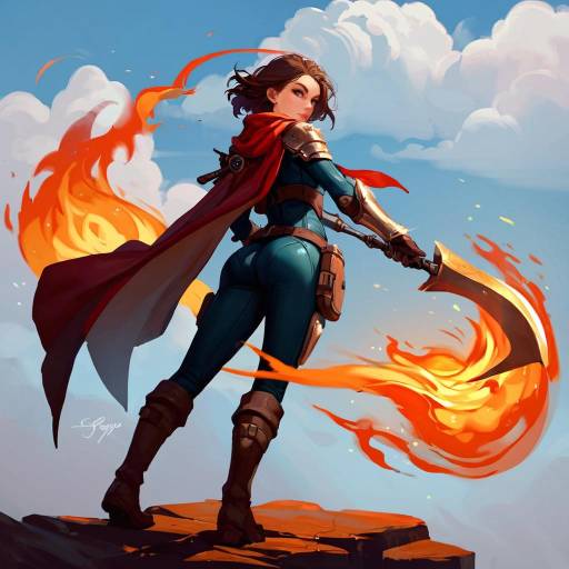 Female Warrior with Flaming Scythe