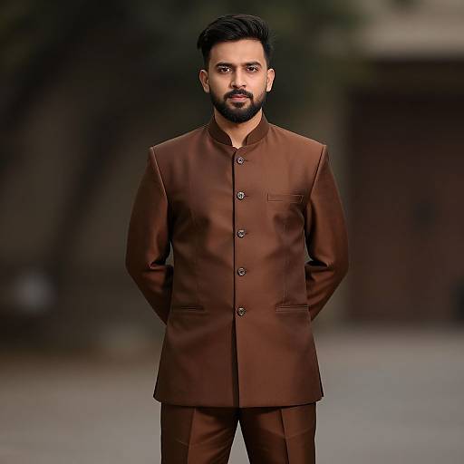 Man in Brown Jodhpuri Suit
