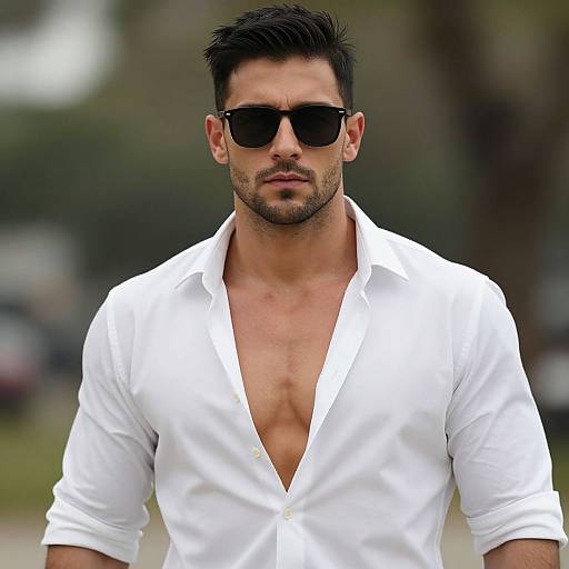 Muscular Man in Trendy Open Shirt